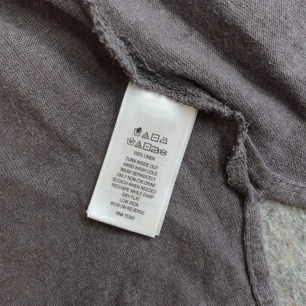 Tahari 100% Linen Open Front Hooded Cardigan Womens M Gray Beachy Light Cover Up